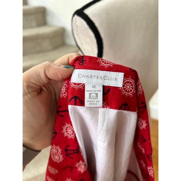 Charter Club Red Nautical Anchor Printed A-Line Knee Length Skirt - Picture 6 of 7